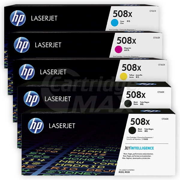 5 Pack HP 508X (CF360X-CF363X) Original Toner Cartridges  [2BK,1C,1M,1Y]