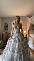 Beautiful Floral Print Chiffon Long Classy Prom Dress Classy Evening Dress