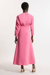 Pink Soft Tailored Long Sleeve Maxi Dress