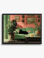 Black Cat Lounge Canvas Print Black