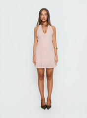 Miravelle Halter Frill Mini Dress Light Pink