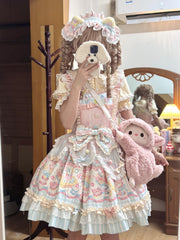 Sweet Cat Fruit Candy - Sweet Lolita Dessert Printed JSK Dress, Bows & Ruffles