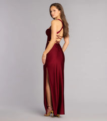 Rey Lace-Up Column Formal Dress