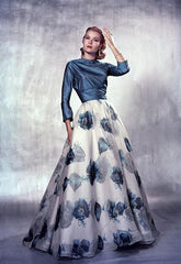 Grace Kelly wearing gown by Leslie Morris poses for LIFE magazine, photo by Philippe Halsman, 1954