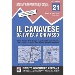 Carte de randonnée n° 21 - Le Canavese de Ivrea à Chivasso | Istituto Geografico Centrale -1/50 000 carte de randonnée Istituto Geografico Centrale