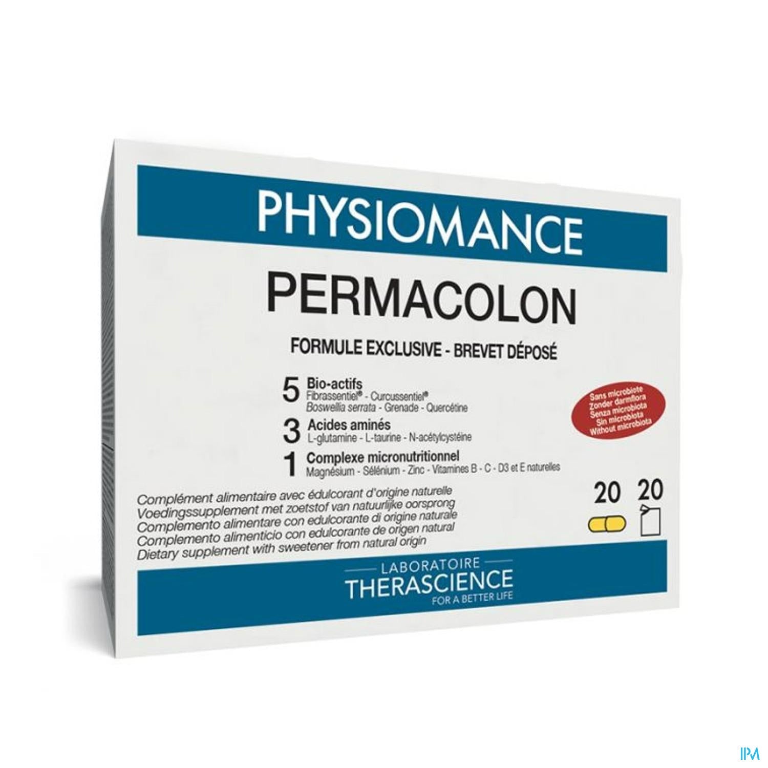 [[locale: nl]] Verpakkingsfoto Physiomance Permacol | 20 zakjes + 20 capsules | Spijsvertering