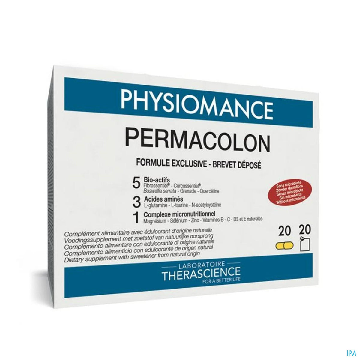 [[locale: nl]] Verpakkingsfoto Physiomance Permacol | 20 zakjes + 20 capsules | Spijsvertering