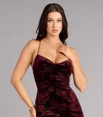 Mahalia Velvet Floral Lace-Up Formal Dress