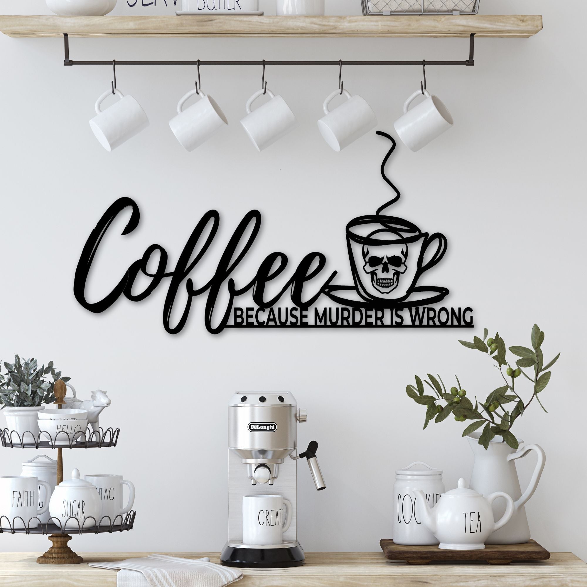 Coffee Because Murder is Wrong Metal Sign - Amazing Faith Designs
