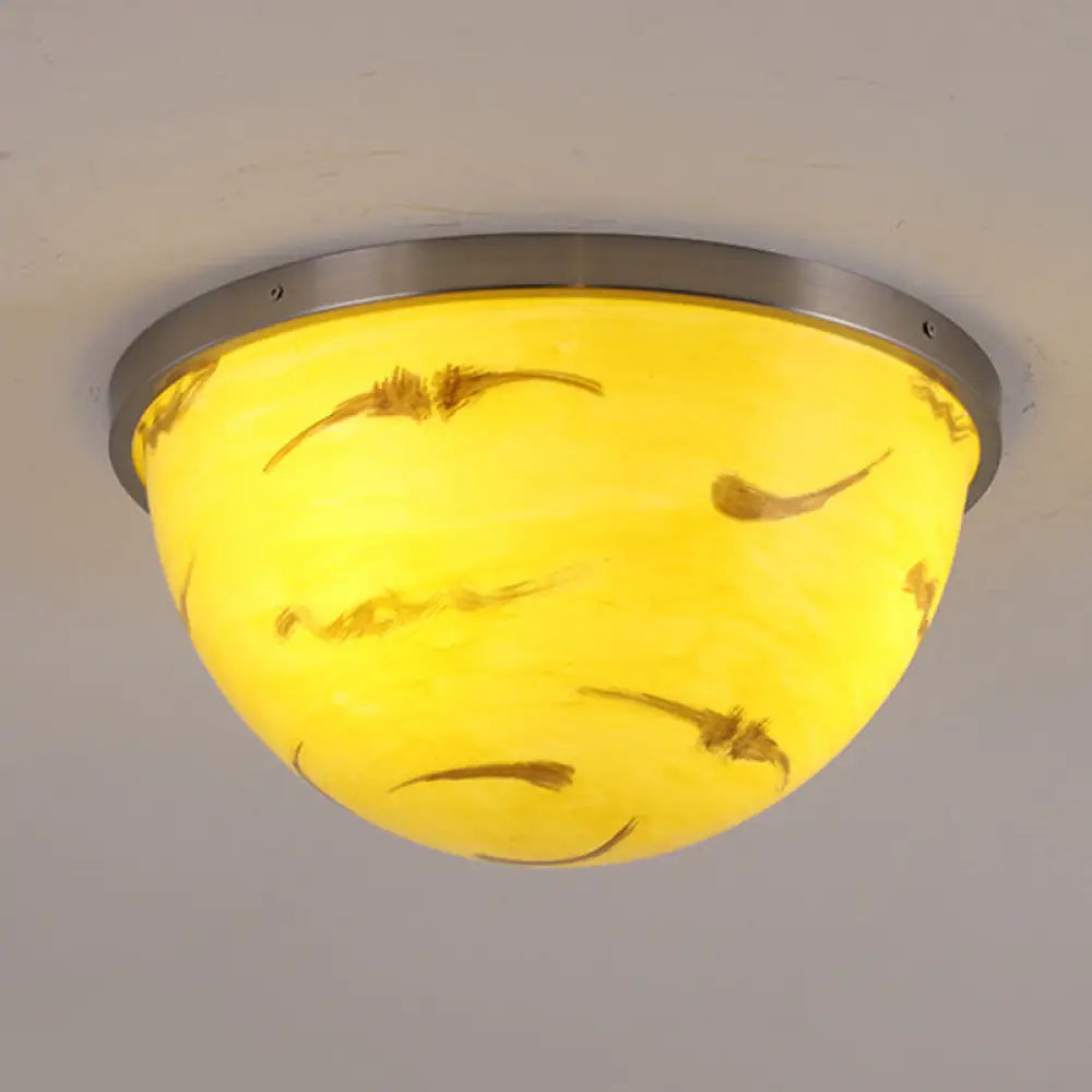 Contemporary Bedroom Flush Mount Ceiling Light Satin Nickel / E