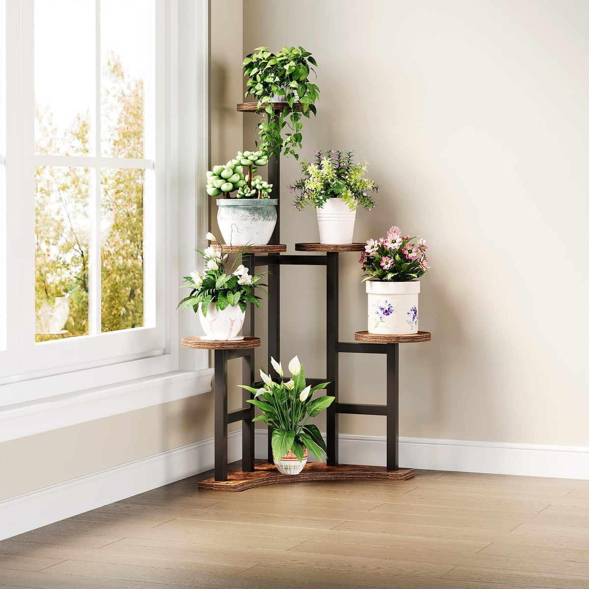 Corner Plant Stand Indoor, 6 Tiered Plant Shelf Flower Stand Tribesigns
