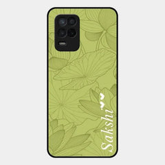 Customized luxury Mint Green leaves Glossy Metal Case Cover For Realme 9 5G