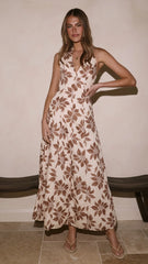 Solange Maxi Dress - Brown/Beige Floral