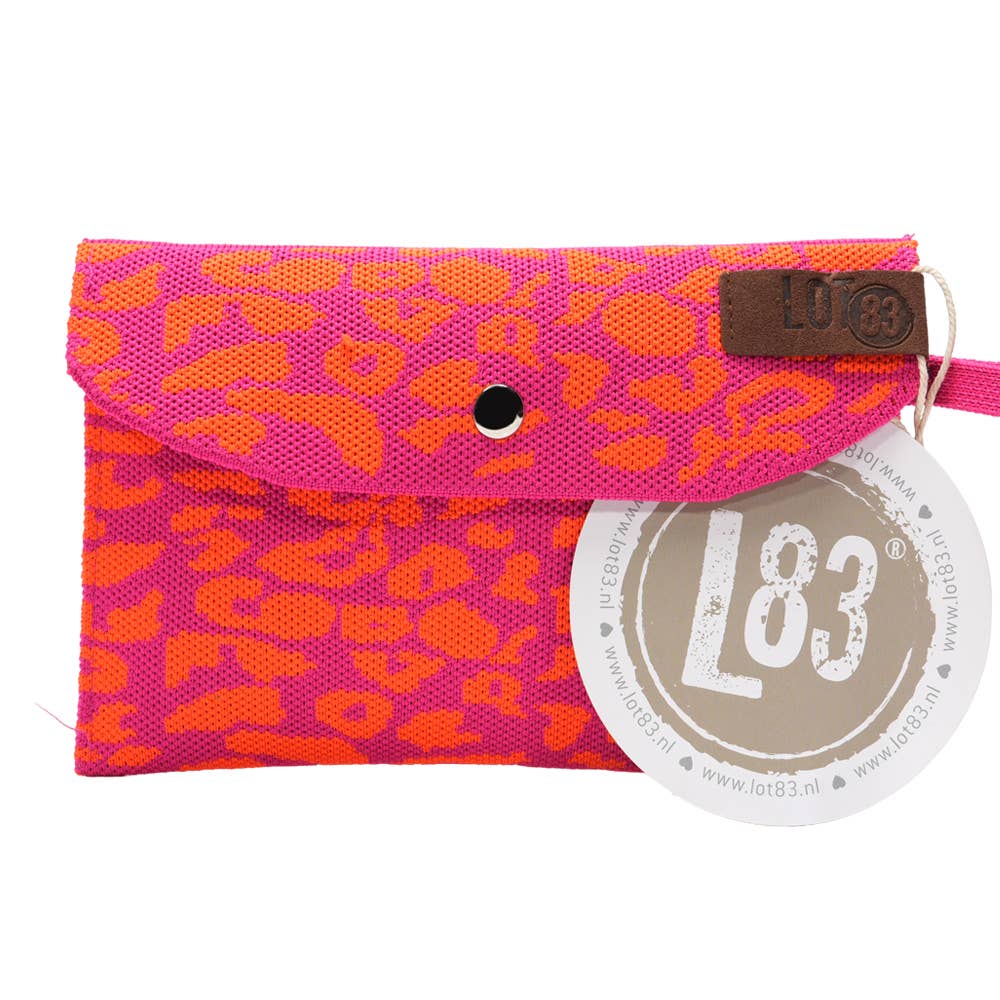 Lot83-kleine Börse mit Reißverschluss in Pink/ Orange Leo