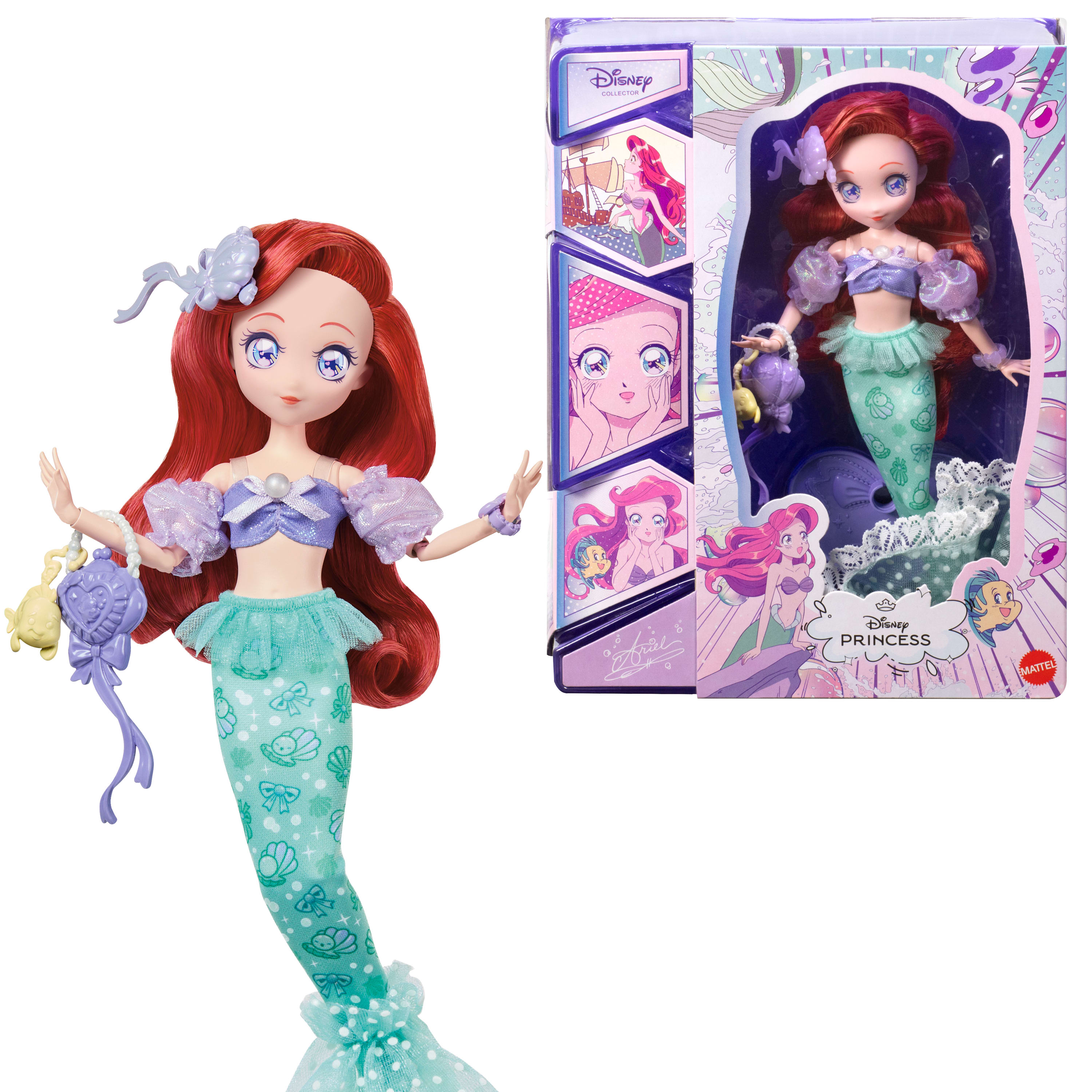 Disney Collector Princess Mermaid Ariel Manga Anime Doll & Accessories, Posable & Collectible