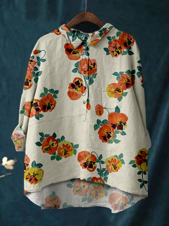 Women's Casual Vintage Flower Print Shirt