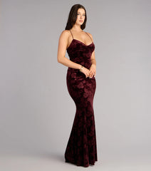 Mahalia Velvet Floral Lace-Up Formal Dress