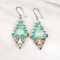 Navajo Triangle Wrapped Amazonite Earrings