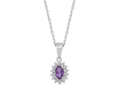 Diamant und Oval Amethyst Collier in 333er 8 Karat Gold - handgefertigter Diamantschmuck aus Feingold | Sirius Diamant