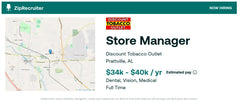Store Manager Job in Prattville, AL at Discount Tobacco Outlet