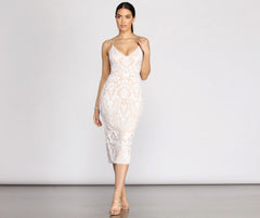 Genna Sequin Patterned Midi Dress