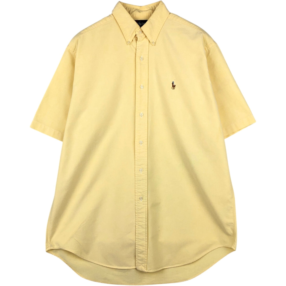 Ralph Lauren BLAKE short sleeve button down shirt, men's size M cotton lemon yellow Vintage Second Hand