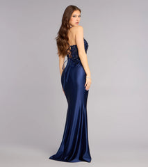 Logan Sequin Bead Corset Lace-Up Formal Dress