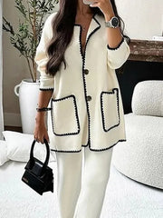 Elegant Women Casual Twill Two-Piece Set - Casual Pants Set - LeStyleParfait