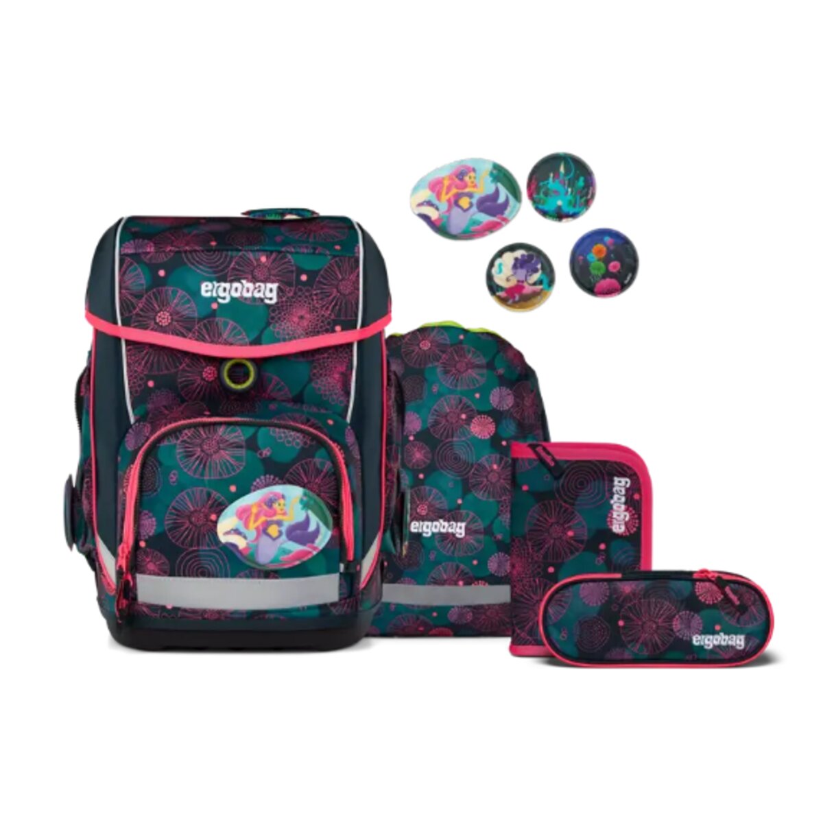 ergobag CUBO Schulrucksack-Set KorallBär, 5-teilig
