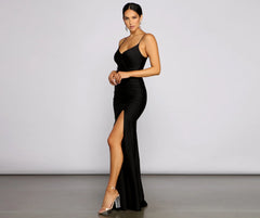 Aria Sleeveless Ruched High-Slit Dress
