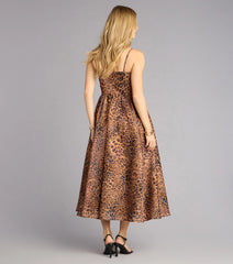 Misha Leopard Corset Midi Formal Dress