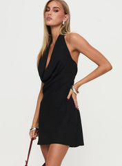 Ocean Boulevard Plunge Mini Dress Black Tall