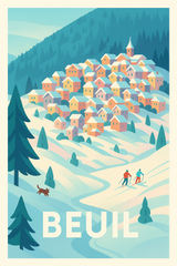 Affiche Beuil — Charmant village enneigé des Alpes · poster d'art de Beuil