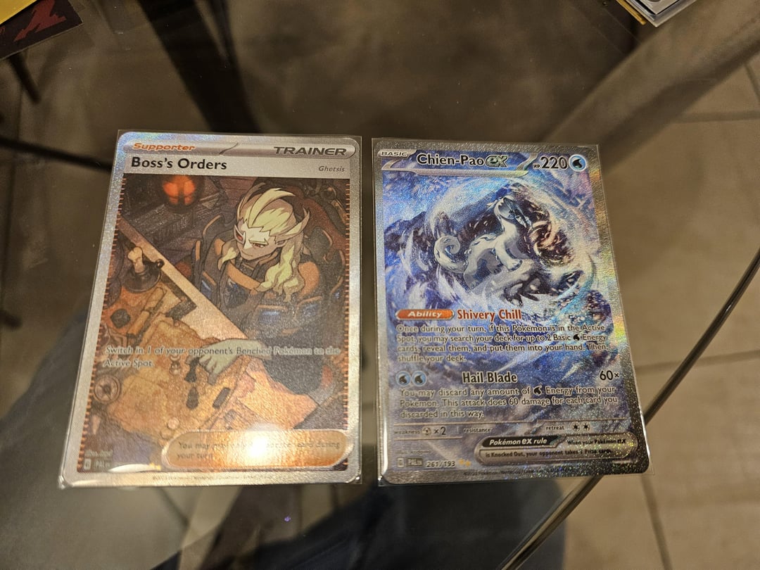 First time I get two SIRs in a single booster box. I guess its either 1 SIR  and 1 gold guaranteed or 2 SIRs on the SV sets. : r/PokemonTCG