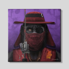 Front view of the "Fisher Ape" square canvas wall art, a premium decorative piece for modern offices, creative studios, or urban-style living rooms