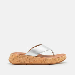 FitFlop F-Mode FlatForm Toe Post Sandals Silver