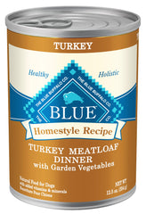 Blue Buffalo Homestyle Recipe Natural Adult Wet Dog Food, Turkey Meatloaf 12.5-oz, Case of 12