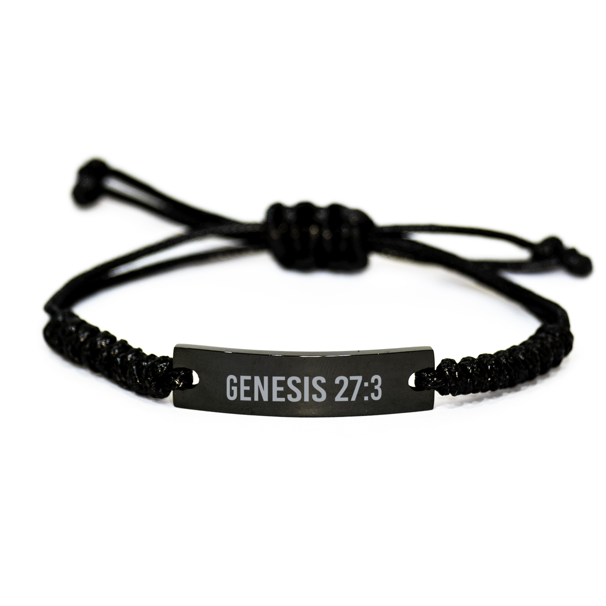 Genesis 27 3 Bracelet Genesis 27:3 Gift Bible Verse Scripture Stainless Steel Bracelet – front view
