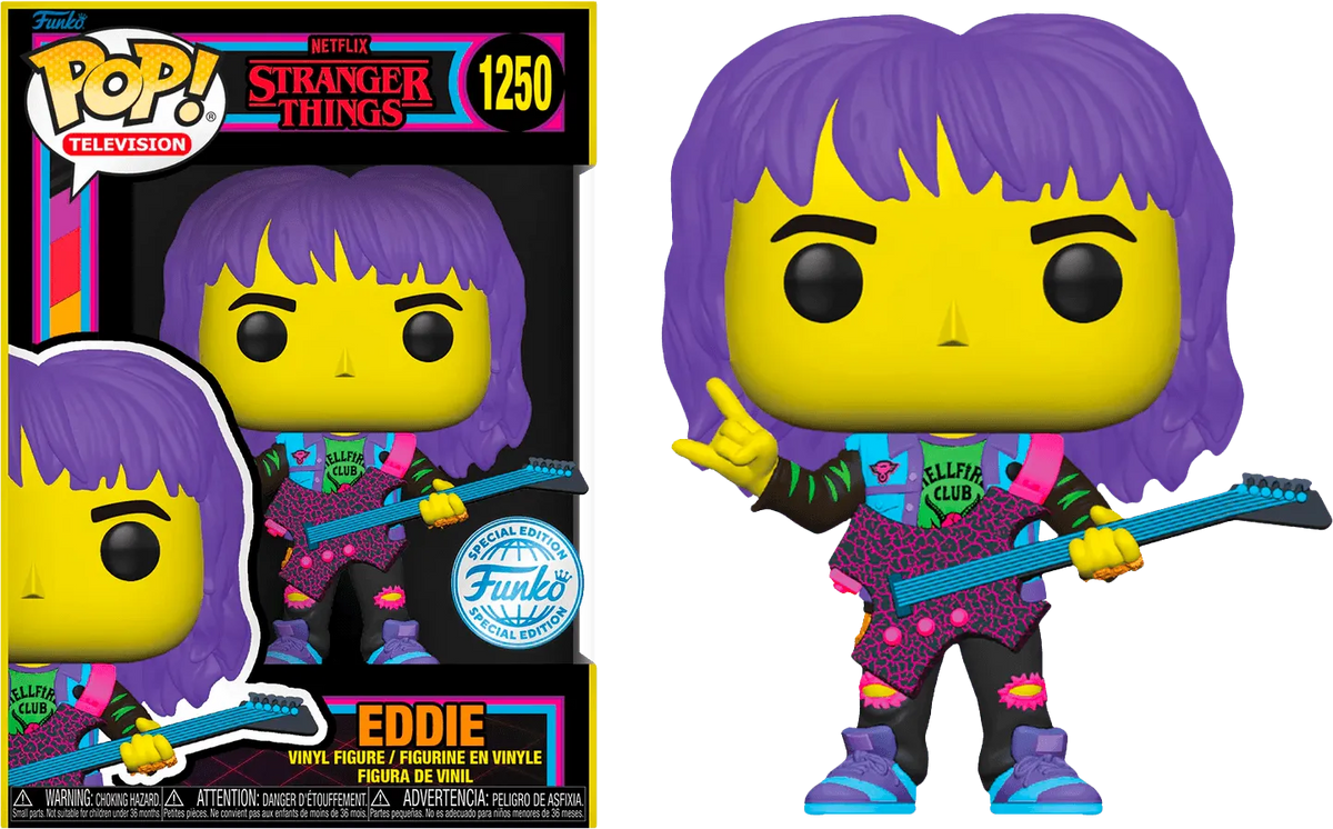 FUN81548 Stranger Things - Eddie with Guitar US Exclusive Blacklight Pop! Vinyl [RS] - Funko - Titan Pop Culture