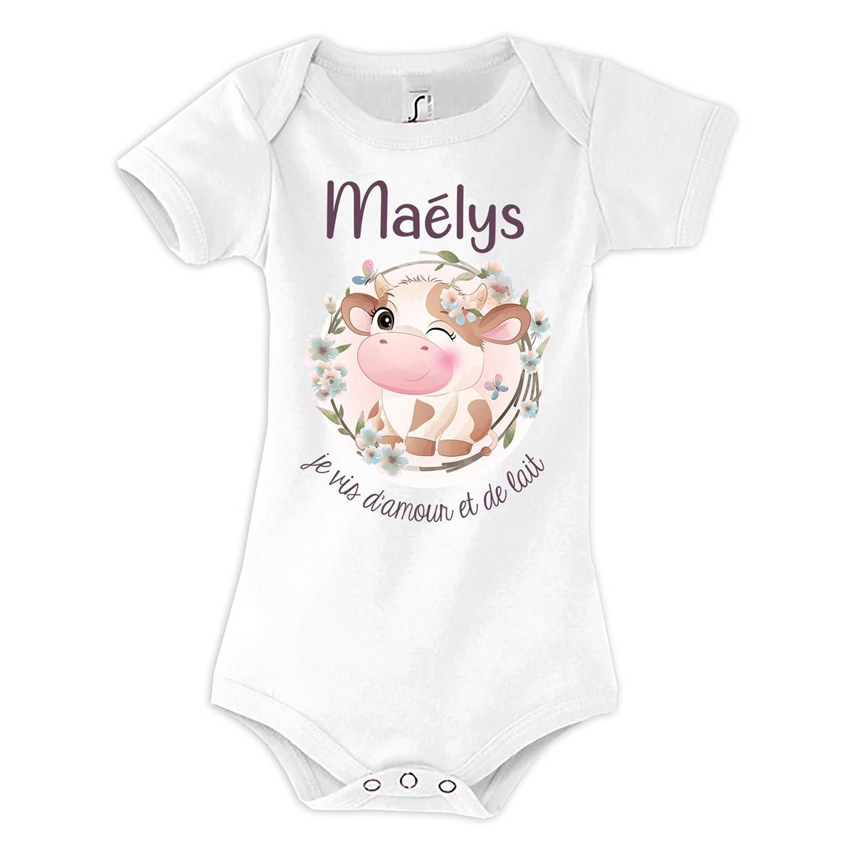 Body bébé Maëlys Amour et Biberon de Lait Vache - Planetee