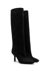 Santiag haute noir Daim Synthétique Femme - Élégance moderne avec talon fin - three_quarter_view