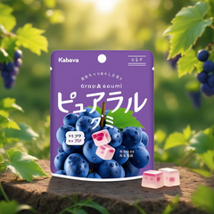 Kabaya Pureral Pure Grape Gummy Gumi 58g x 8 bags Juicy Real Grape Made in JAPAN - Tokyo Sakura Mall