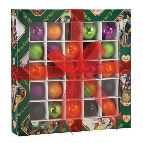 Old World Christmas Halloween Balls 1in 25 Count Blown Glass Ornament Set