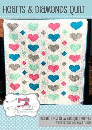 Hearts and Diamonds Quilt Pattern by The Crafty Nomad - Sunnyside Fabrics UK - hearts and diamonds, quilt patterns, quilting - {{product.type}} - sunnysidefabricsuk.com