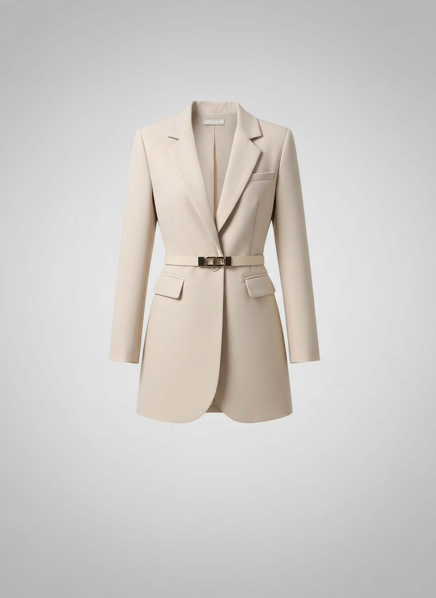 Blazer long ceinturé ajustable