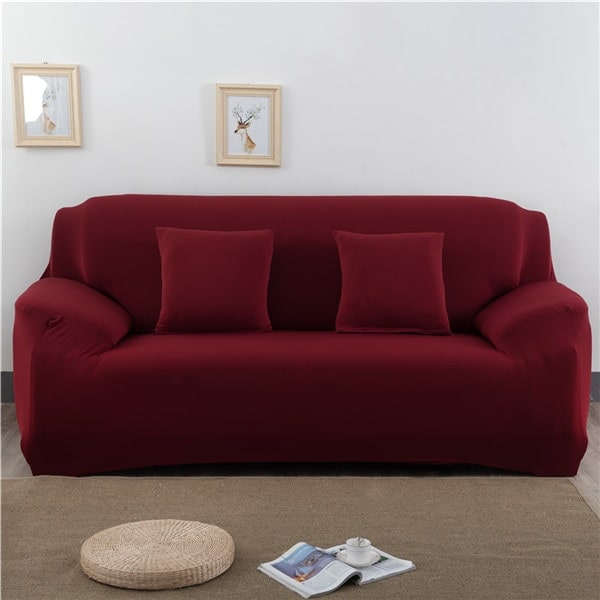 Housse de canapé rouge foncé NEWTON | Extensible