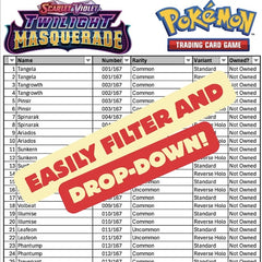 Spreadsheet - Pokemon Twilight Masquerade Master Set List Tracker