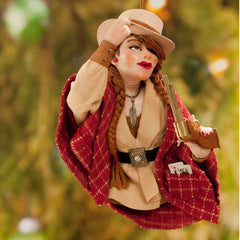 Cowboy art, american notorious gunslinger Calamity Jane, Cowboy Hanging ornament, Christmas ornament or art for a collector. Red cape-Limited Edition-kenfolks