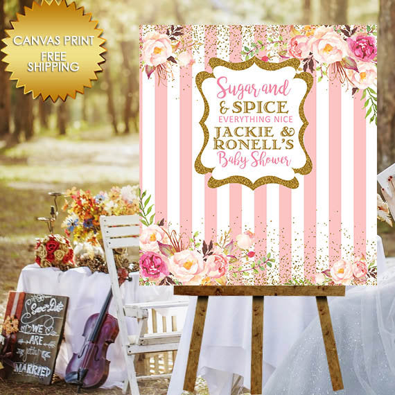 Baby Shower Canvas sign, Baby Shower Poster Board,Baby shower welcome, Bridal Shower Canvas Sign, Sugar spice canvas sign, Sweet 16 Canvas