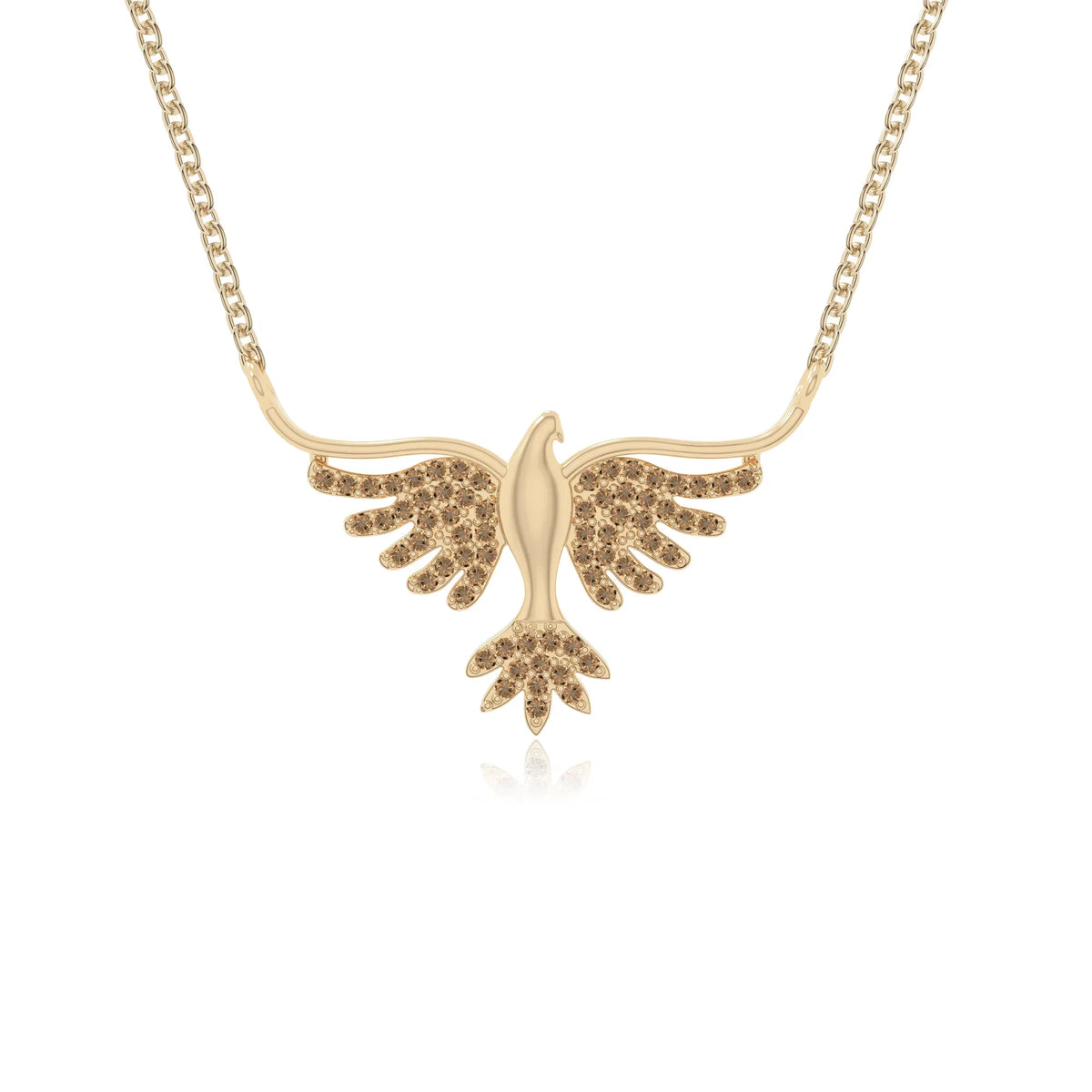 natural citrine phoenix eagle necklaces in yellow gold vermeil